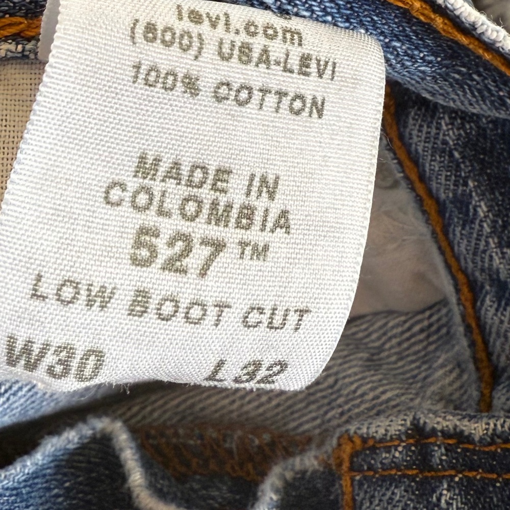 Levis 527 Jeans Mens 30x32 Blue Denim Low Boot Cut Western Rancher Cowboy Grunge - Picture 14 of 14